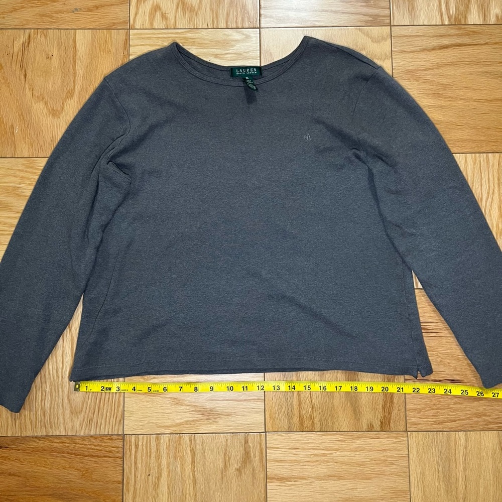 Ralph Lauren 100% Cotton Gray Crewneck Women's Long Sleeve XL